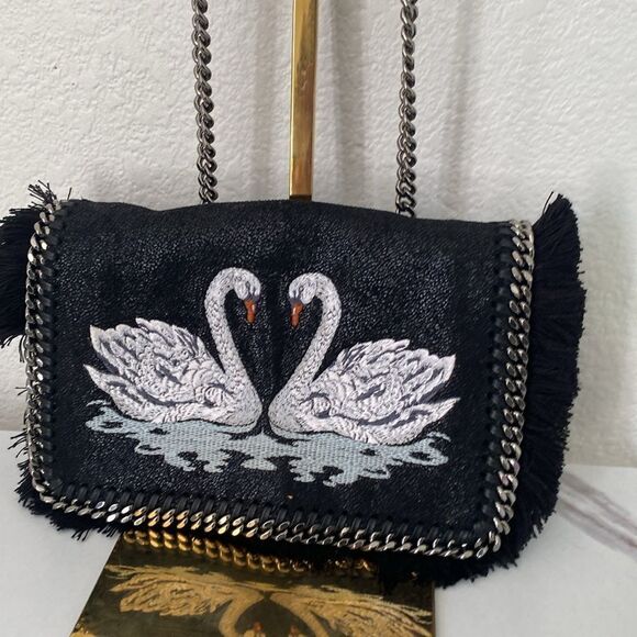 Stella McCartney Black Swan Cross Body Bag - Picture 2 of 6